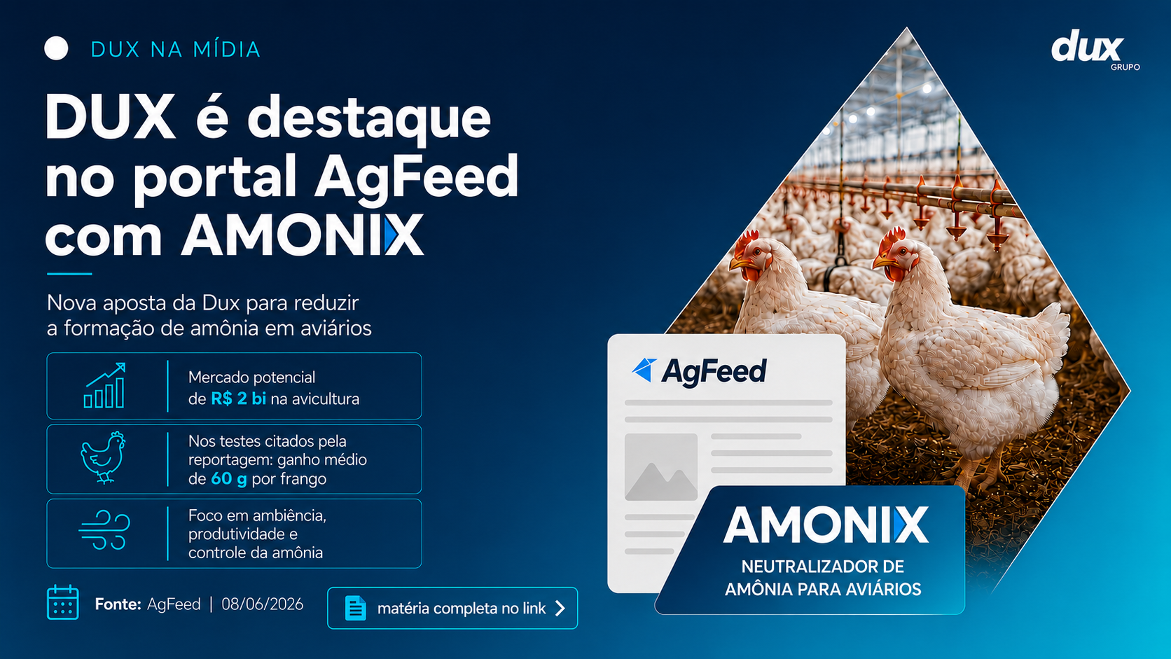 AMONIX é destaque na AgFeed como neutralizador de amônia para aviários
